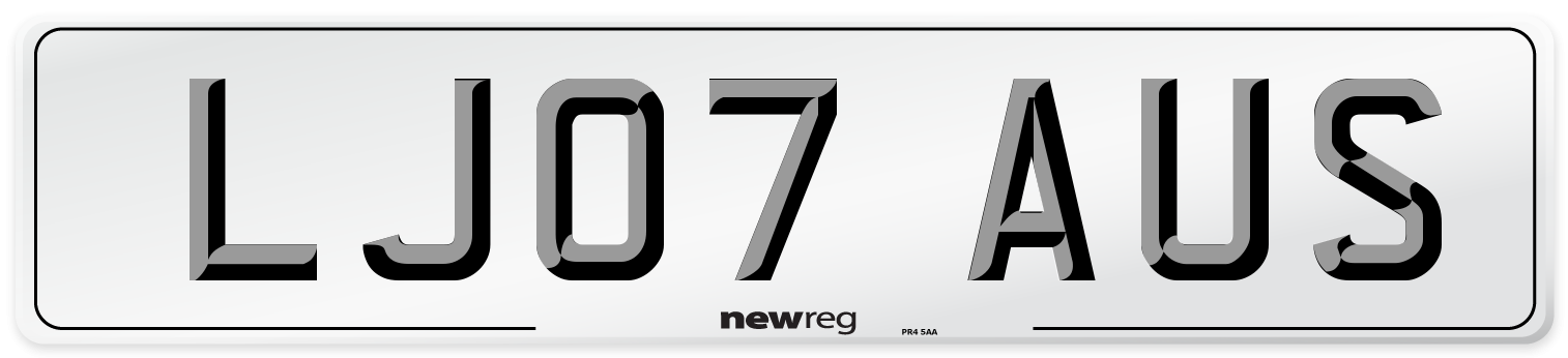 LJ07 AUS Number Plate from New Reg